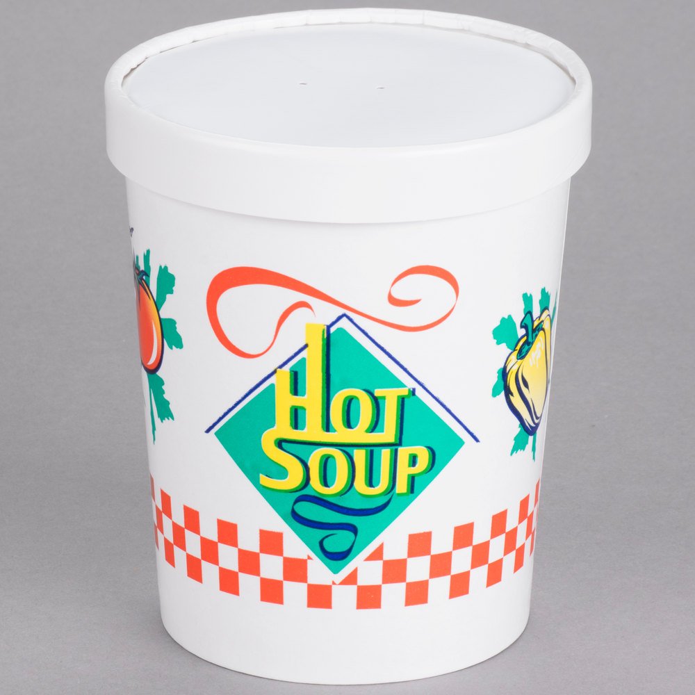 Dart Solo KH32A-86926 32 oz Double Wall Insulated Hot Soup Cup with Vented Paper Lid - Bulk Pack of 250 | Perfect for Restaurants, Cafes, and Catering Services - Keeps Soups & Hot Foods Warm for Hours