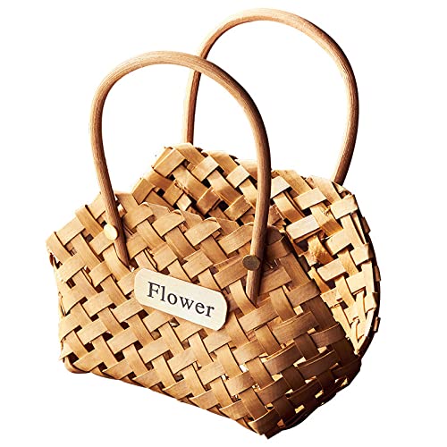 SUFUBAI Natural Seagrass Basket - Handwoven Rattan Storage Container with Wooden Handle for Picnics, Parties & Home Decor - Perfect for Organizing Flowers, Blankets & Household Items