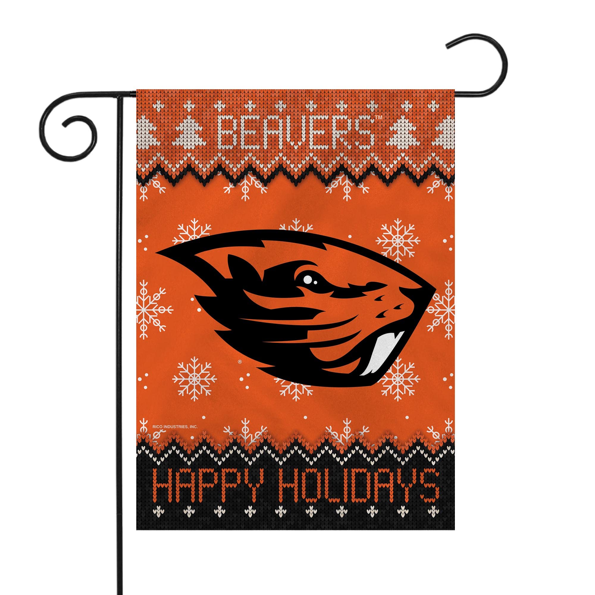 Rico Industries NCAA Winter Snowflake Happy Holidays Double Sided Garden Flag 13x18 Inch - Perfect for College Football Season Decor & Holiday Yard Display