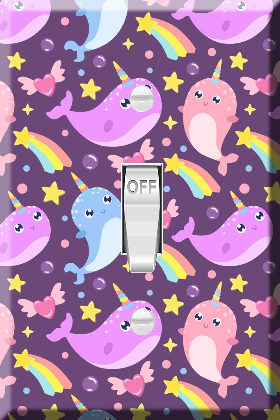Narwhal Switch Plate Cover - Single Toggle Wallplate for Home Decor