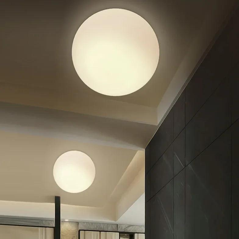 Modern White Spherical Glass Ceiling Light Fixture for Hallway, Living Room & Bedroom - Elegant LED Lighting for Home Decor