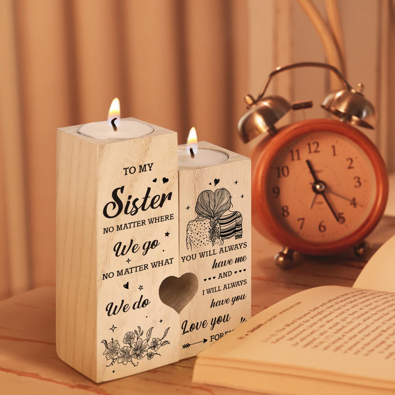 Heart-Shaped Candle Holders - Perfect Sister Gifts for Mother's Day, Birthday, Graduation, Christmas, Wedding & Thank You - Elegant Home Decor for Romantic Dinners, Spa Nights & Special Celebrations