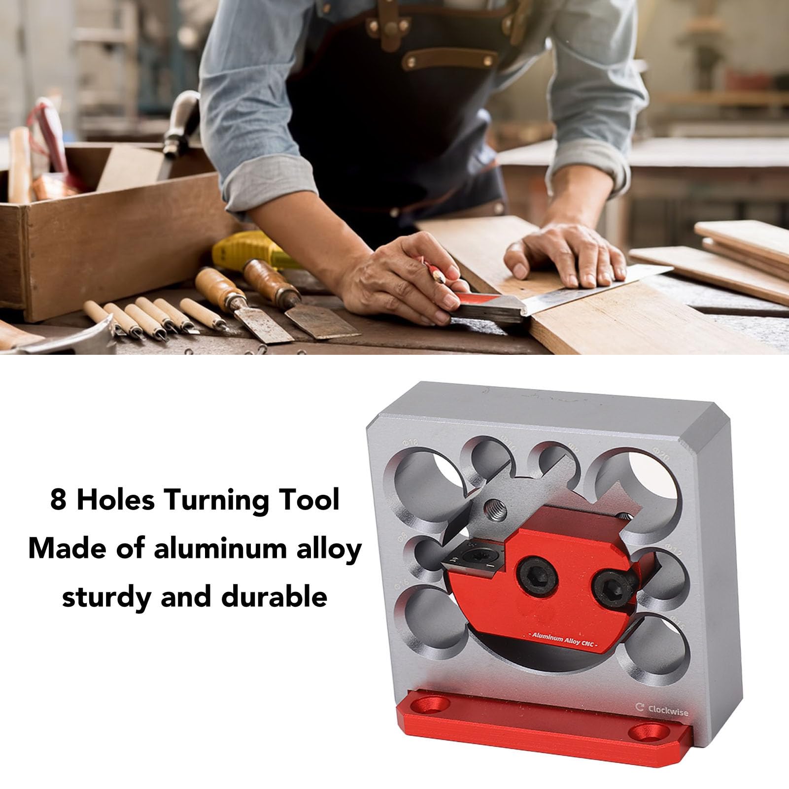 8-Hole Wood Dowel Plate with Adjustable Carbide Inserts - Professional Woodworking Doweling Jig for DIY Projects & Furniture Making | Perfect for Joinery, Cabinet Making & Wood Crafts