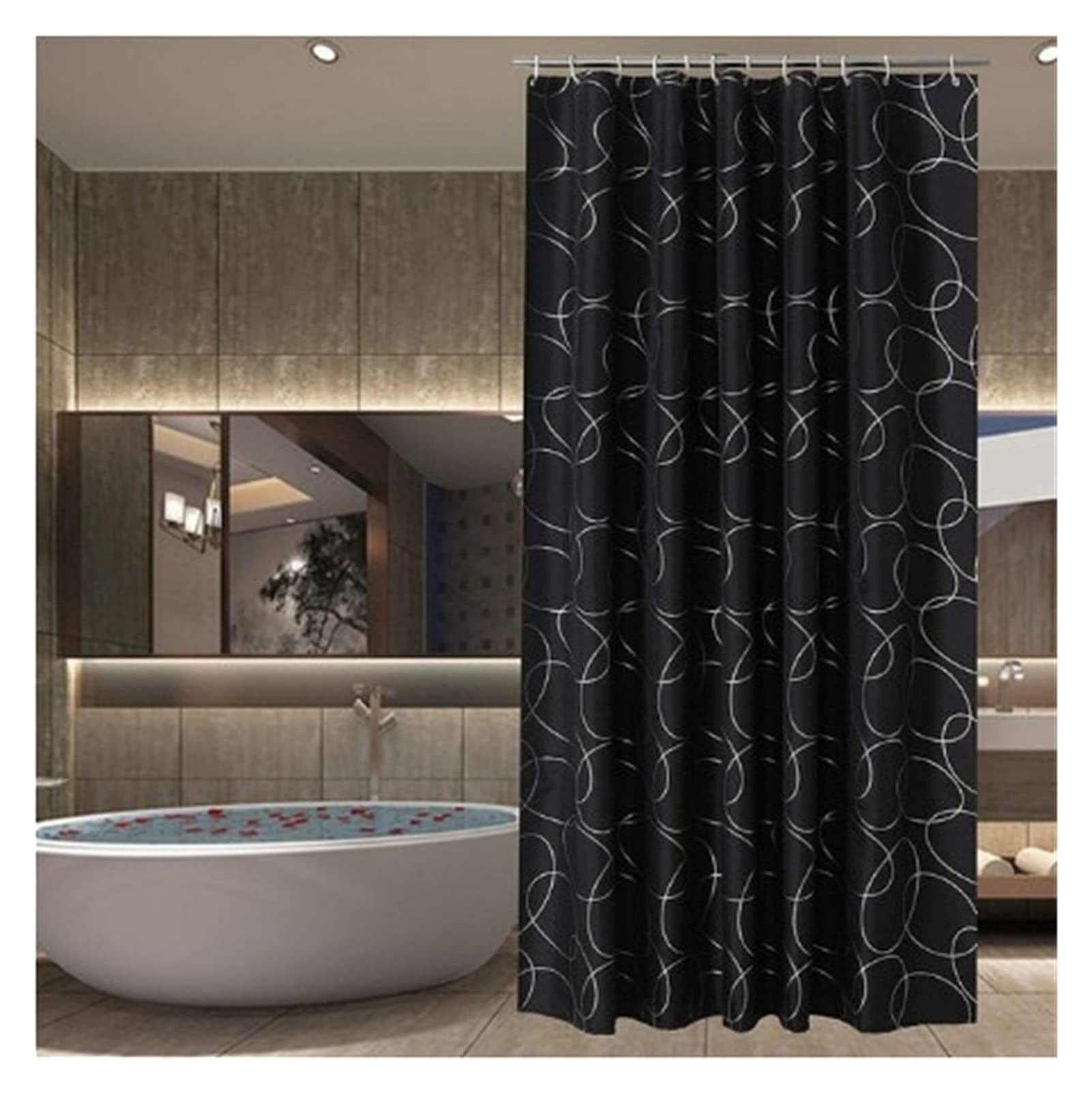 Waterproof Polyester Shower Curtain with 12 Hook Rings - Thick & Durable 180x180cm Bathroom Shower Liner (Color: 06) for Home, Hotel & Spa Use