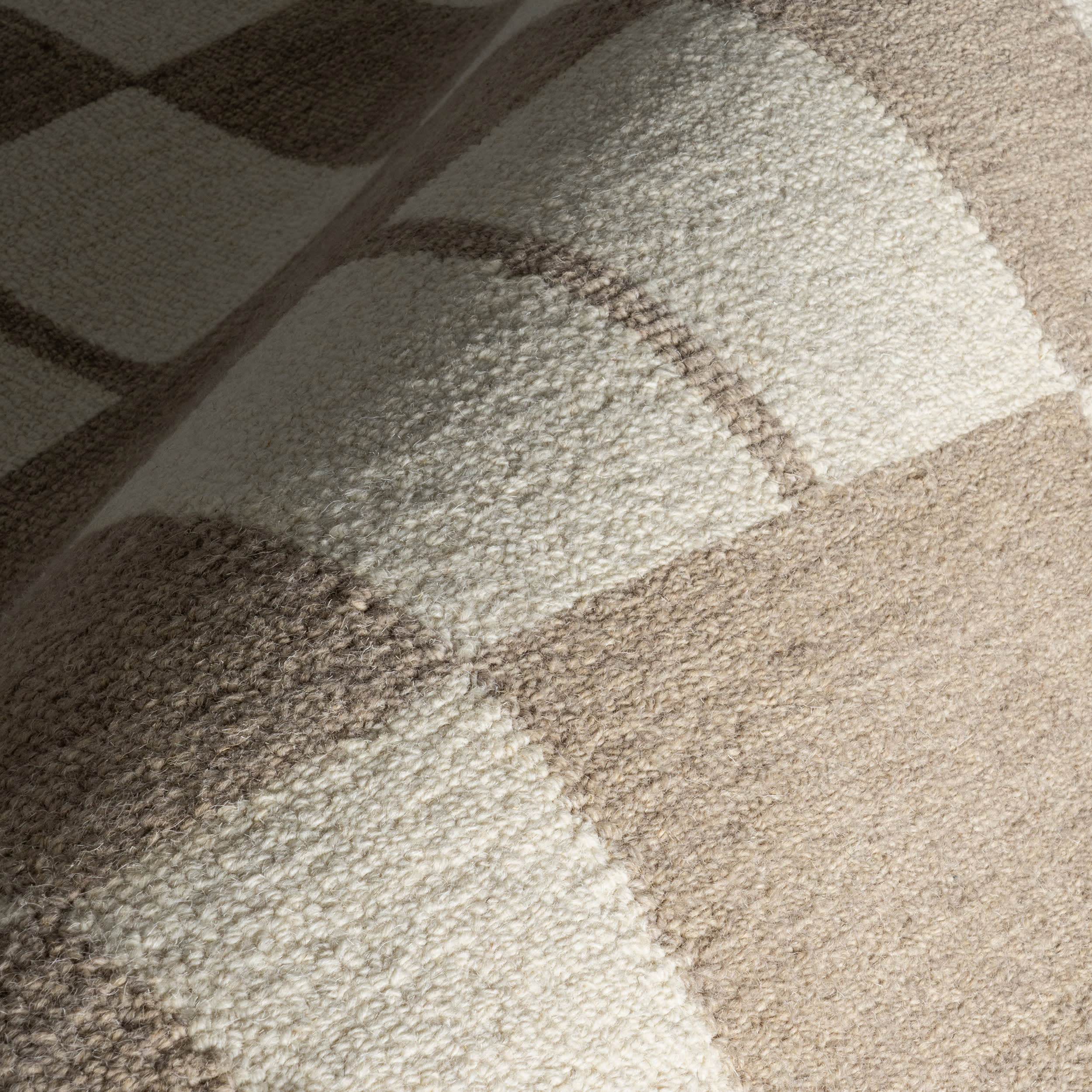 Caitlin Geometric Wool Rug - Soft Beige Area Rug for Living Room, Bedroom & Office | Handmade Modern Home Decor
