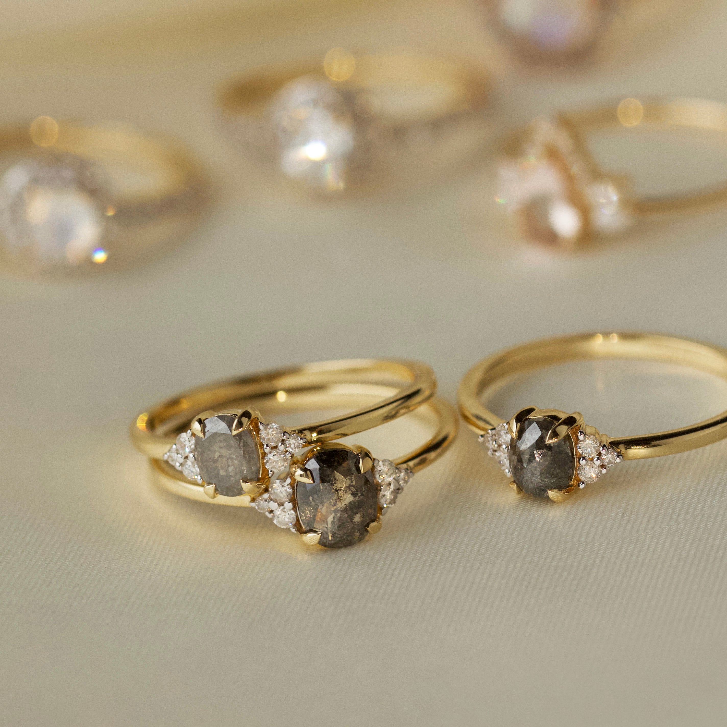 Imogen Salt and Pepper Diamond Ring - Unique Handcrafted Engagement & Wedding Band for Women - Perfect for Everyday Wear & Special Occasions