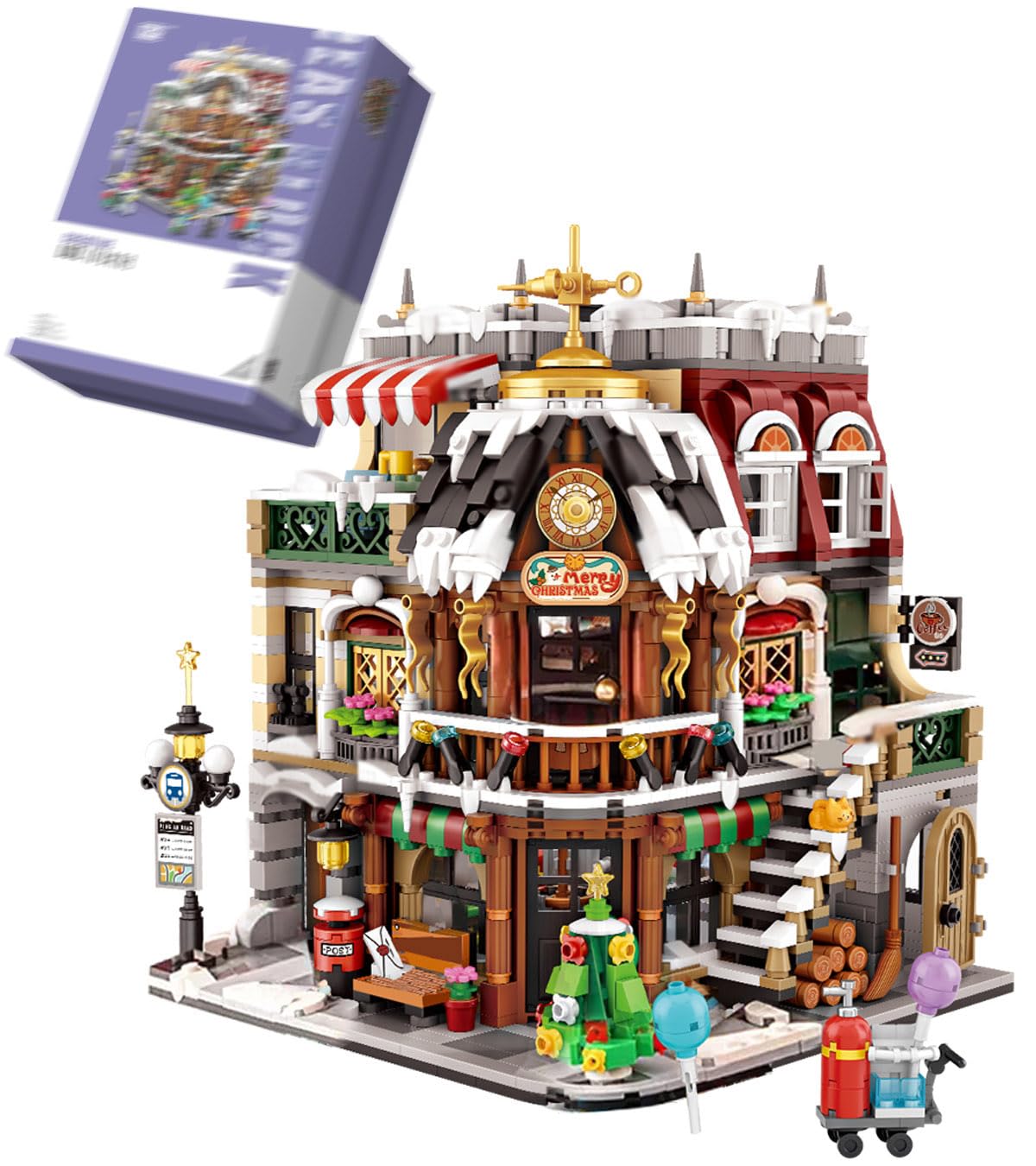 Mini Christmas Cafe Shop Building Blocks Set (2506pcs) - Holiday Main Street Architecture Model, Creative Christmas Gift for Adults - Perfect for Home Decor, Office Display & Holiday Collectors