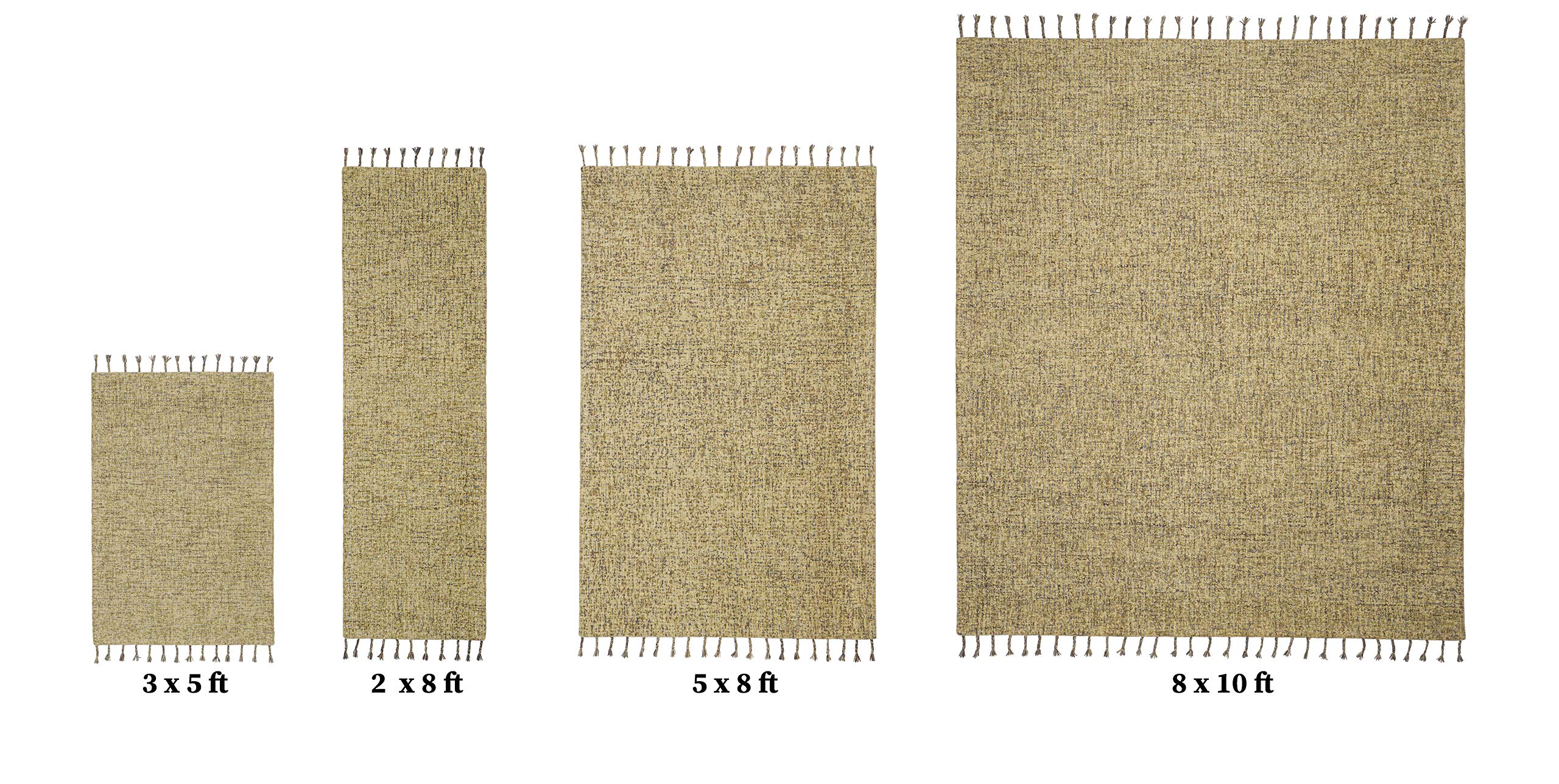 Handmade Nomad Gold Wool Natural Fiber Rug - Easy Maintenance, Soft & Durable - 2'6