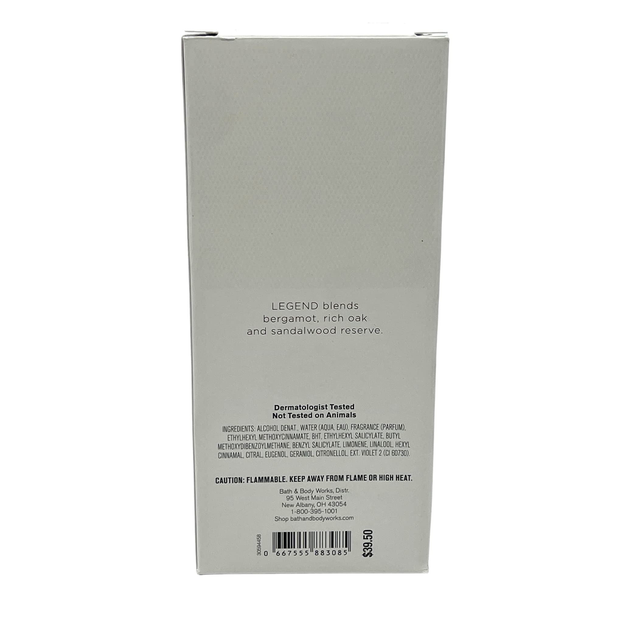 Bath & Body Works Legend Men's Cologne Spray - 3.4oz/100mL Eau de Toilette for Men - Long Lasting Fragrance for Date Night, Office & Special Occasions