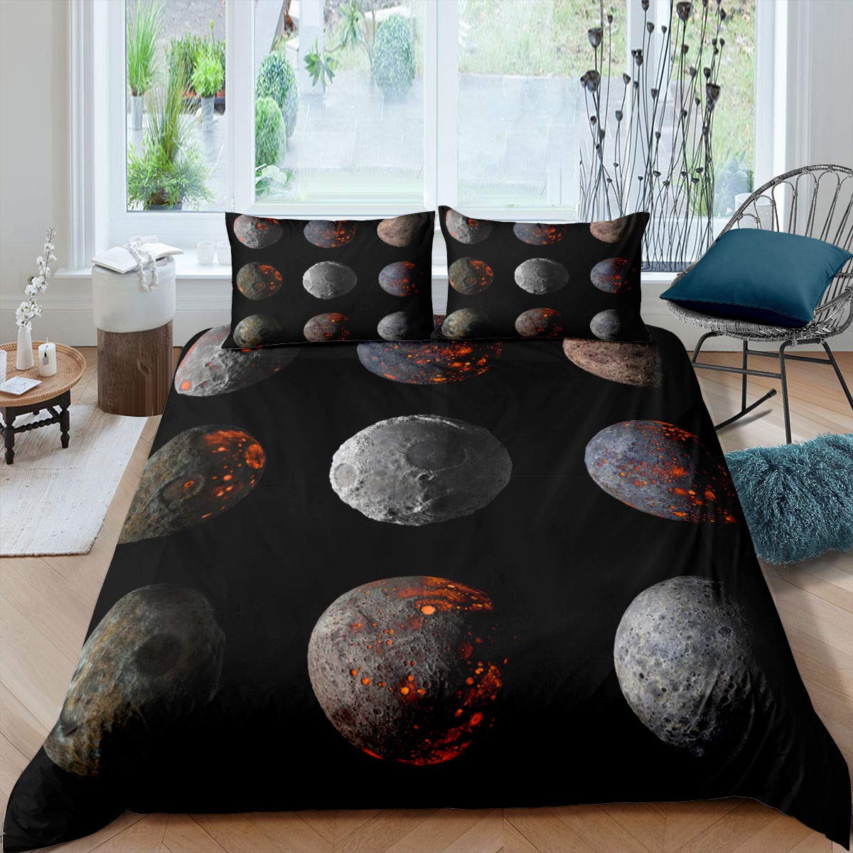 Erosebridal Mars Bedding Set - Twin Size Galaxy Starry Sky Comforter Cover with Planets | Mysterious Outer Space Theme Bedspread | Lightweight & Breathable 2-Piece Set for Kids, Boys & Men | Perfect for Space-Themed Bedrooms, Dorm Rooms & Gift Giving