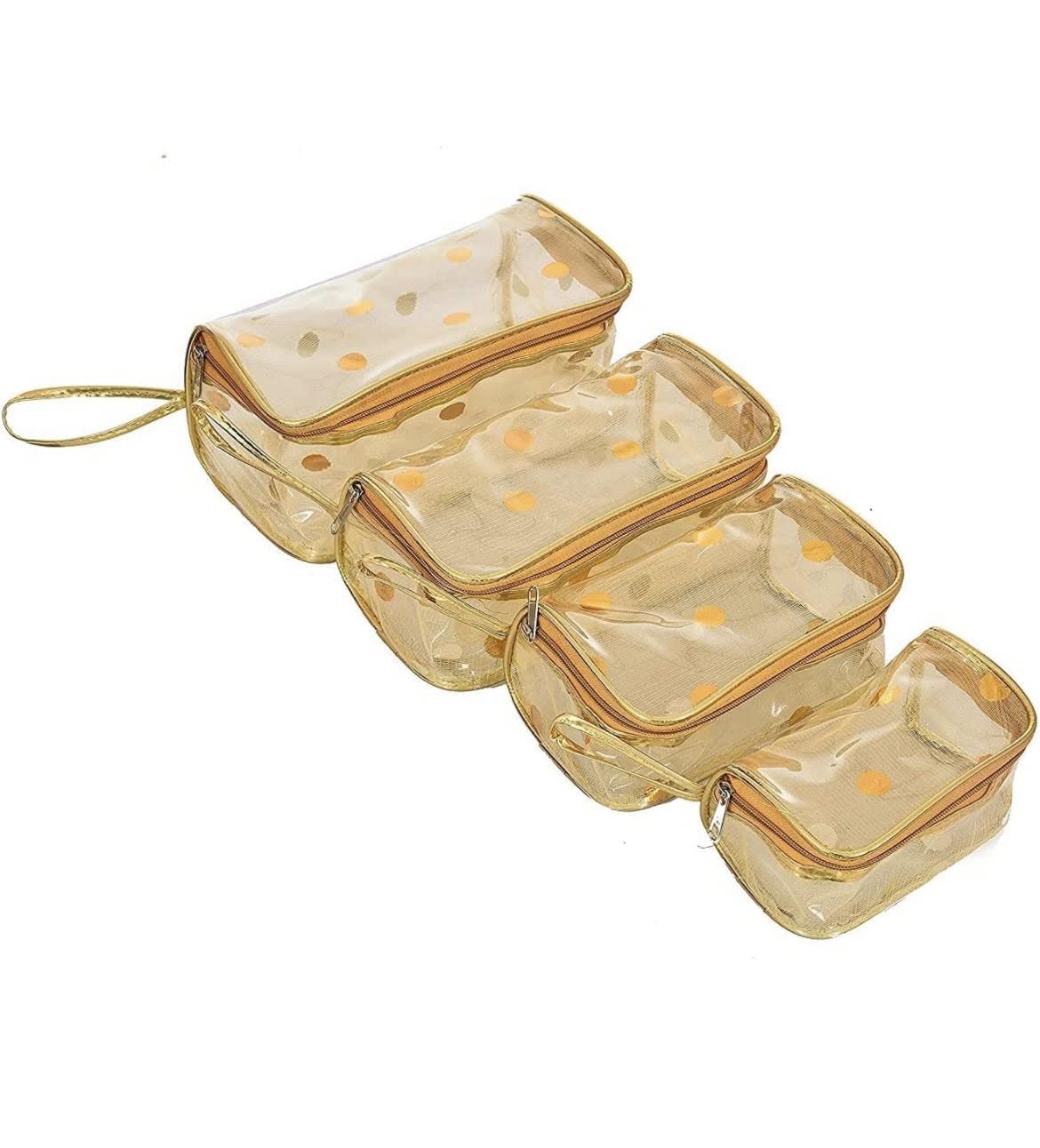 Multipurpose Travel Pouch for Women - Makeup & Toiletry Kit (Golden Dots) - Perfect for Travel & Daily Use