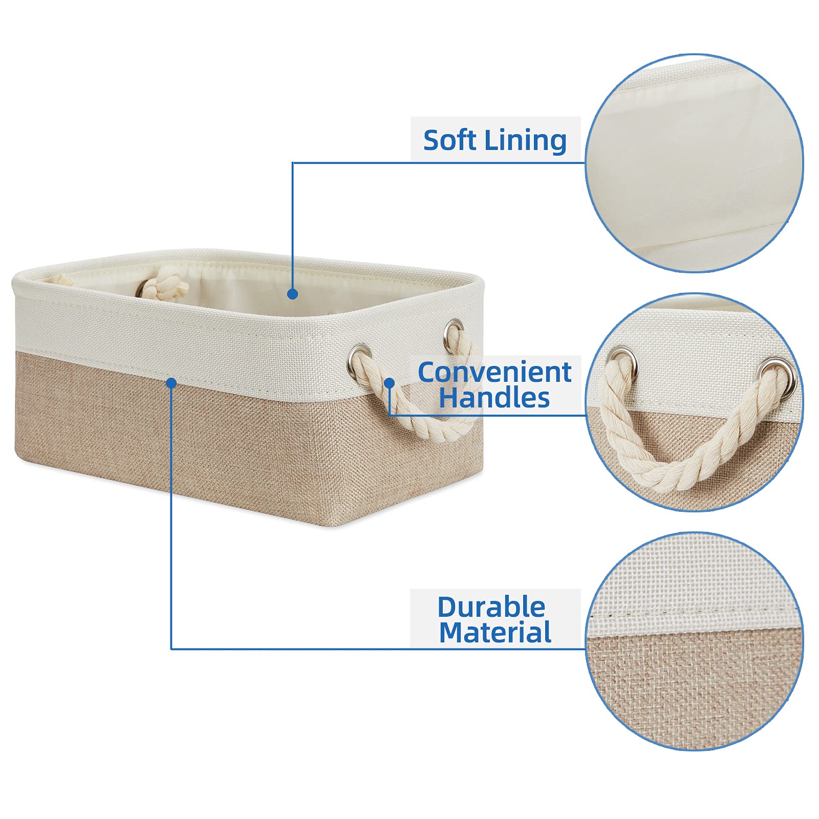Temary 6-Pack Small Fabric Storage Baskets with Handles - Foldable Decorative Organizer Bins for Shelves, Towels, Gifts (11.8