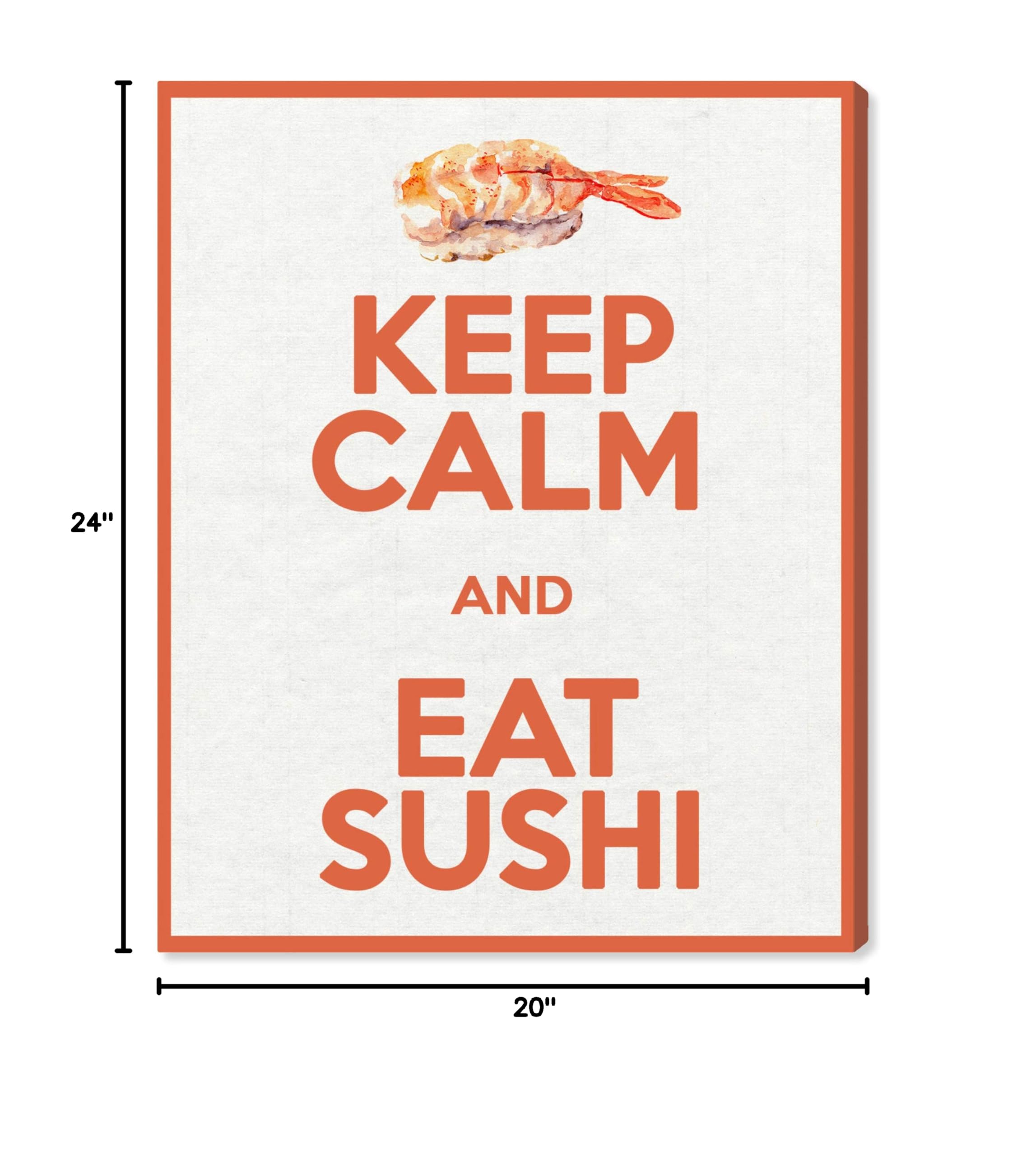 Eat Sushi Wall Art Canvas Print - 20x24 Inch Orange & Brown Typography Quote Home Decor by Oliver Gal Artist Co. - Perfect for Kitchen, Dining Room & Asian Restaurant Decor
