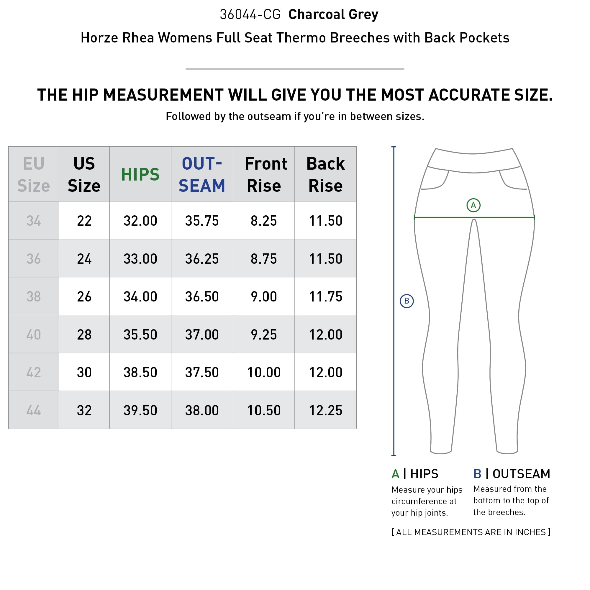 HORZE Rhea Women's Full Seat Thermo Breeches with Back Pockets - Equestrian Riding Pants for Winter & Cold Weather - Perfect for Horseback Riding, Dressage & Show Jumping