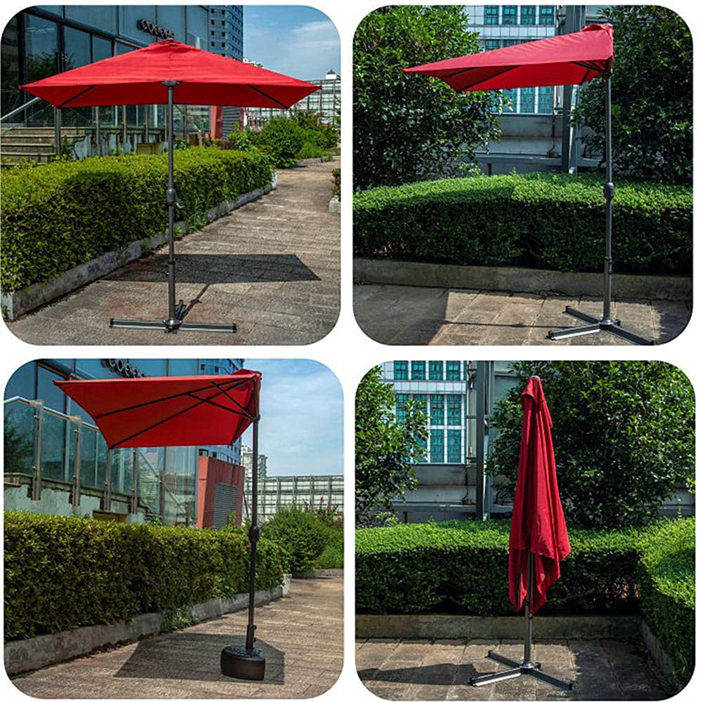 LKP Half Patio Umbrella with Crank - 5-Rib Sun Shade Canopy for Outdoor, Garden, Balcony, Wall & Window - Perfect for Shading Patios, Decks and Outdoor Seating Areas
