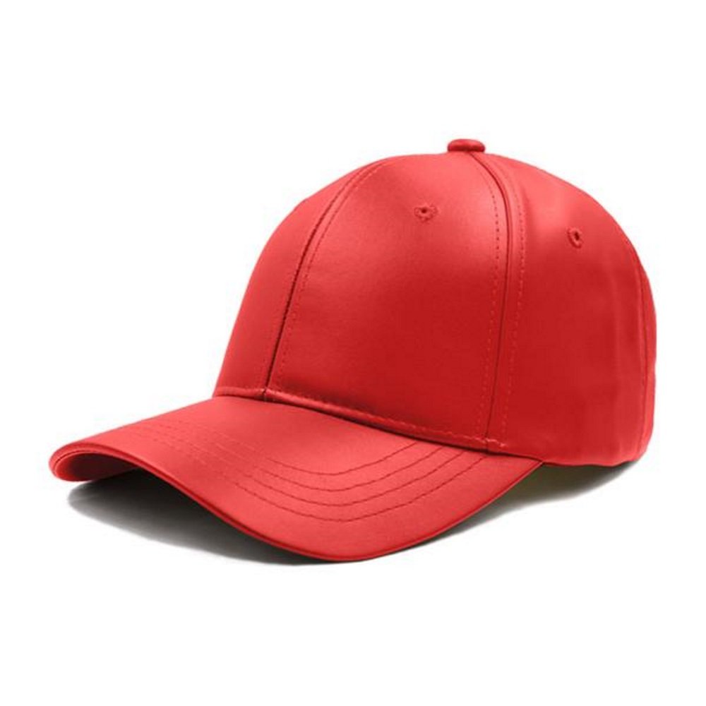 Stylish Nissi Faux Leather Dad Cap - Adjustable Unisex Baseball Hat for Men & Women (Red) | Perfect for Outdoor Activities, Casual Wear & Fashion Accessories