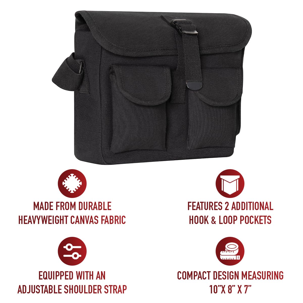 Rothco Canvas Ammo Crossbody Shoulder Bag - Military Style Tactical Pouch for Outdoor, Hiking, Travel & Everyday Carry | Durable & Water-Resistant
