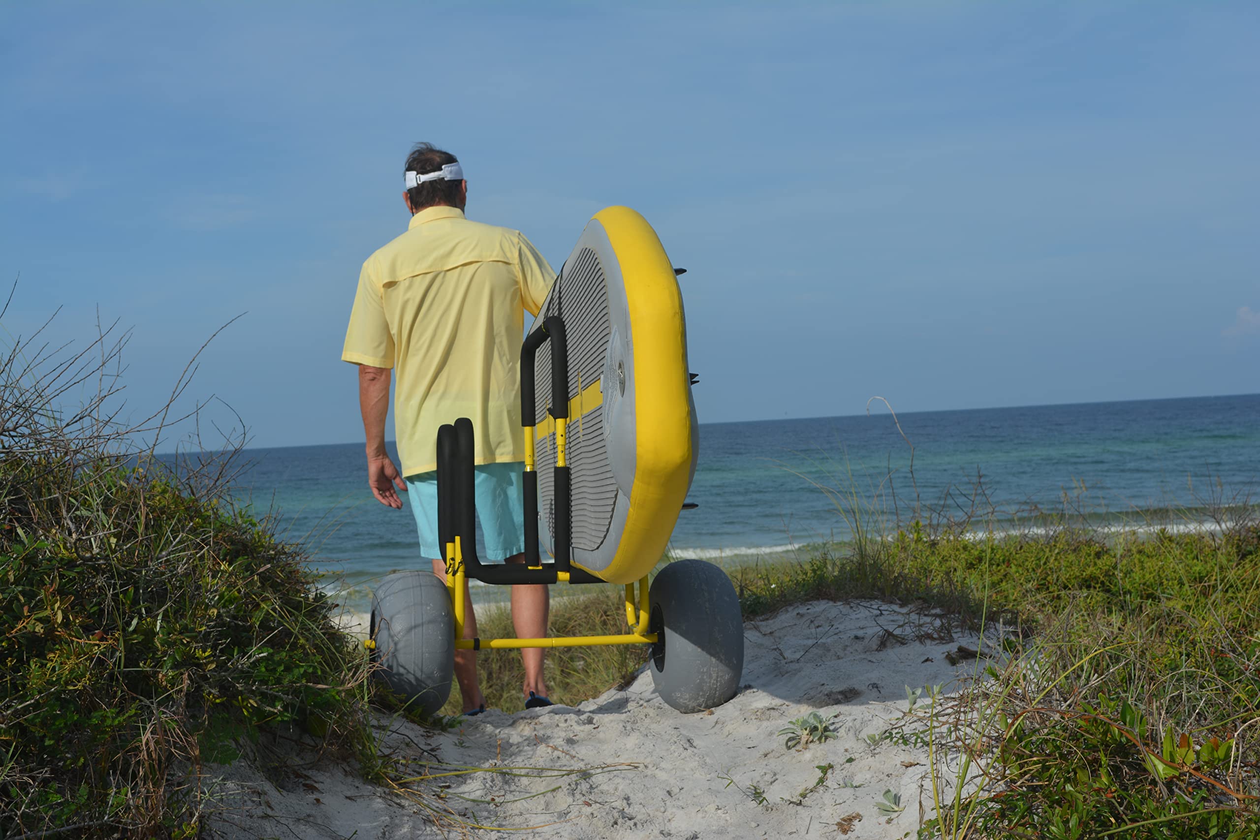 Suspenz Double-Up SUP Beach Cart with Balloon Wheels - Heavy Duty Sand Trolley for 2 Stand Up Paddle Boards & Surfboards (Model 22-9944) - Perfect for Beach, Lake, and Water Sports Gear Transport