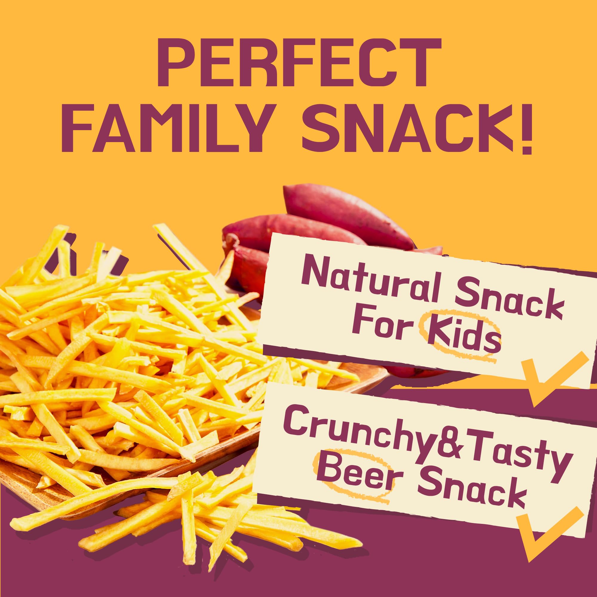 Crispy Sweet Potato Chips - Gluten Free, Non-GMO Vegan Snack - Thin Sliced Korean Yam Fries (10.5oz Pack) | Perfect for On-the-Go, Movie Nights & Healthy Snacking