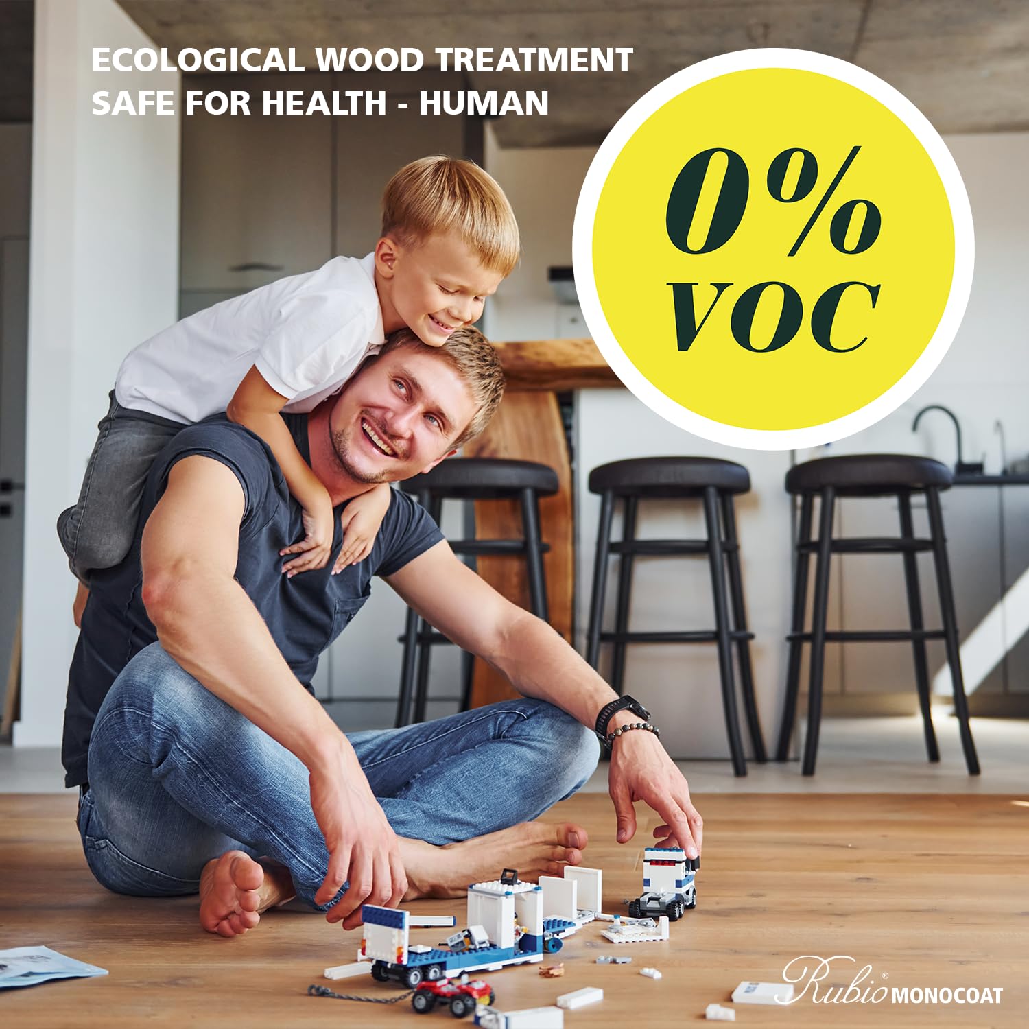 Rubio Monocoat Oil Plus 2C Quick-Dry Wood Stain & Finish - Smoke 5% | 1.3L Eco-Friendly Linseed Oil for Indoor Furniture, Floors & Cabinets | Includes Accelerator (Part B) & Protector | Covers 650 ft² | Non-Toxic, Low VOC Wood Treatment for Home & Office Use