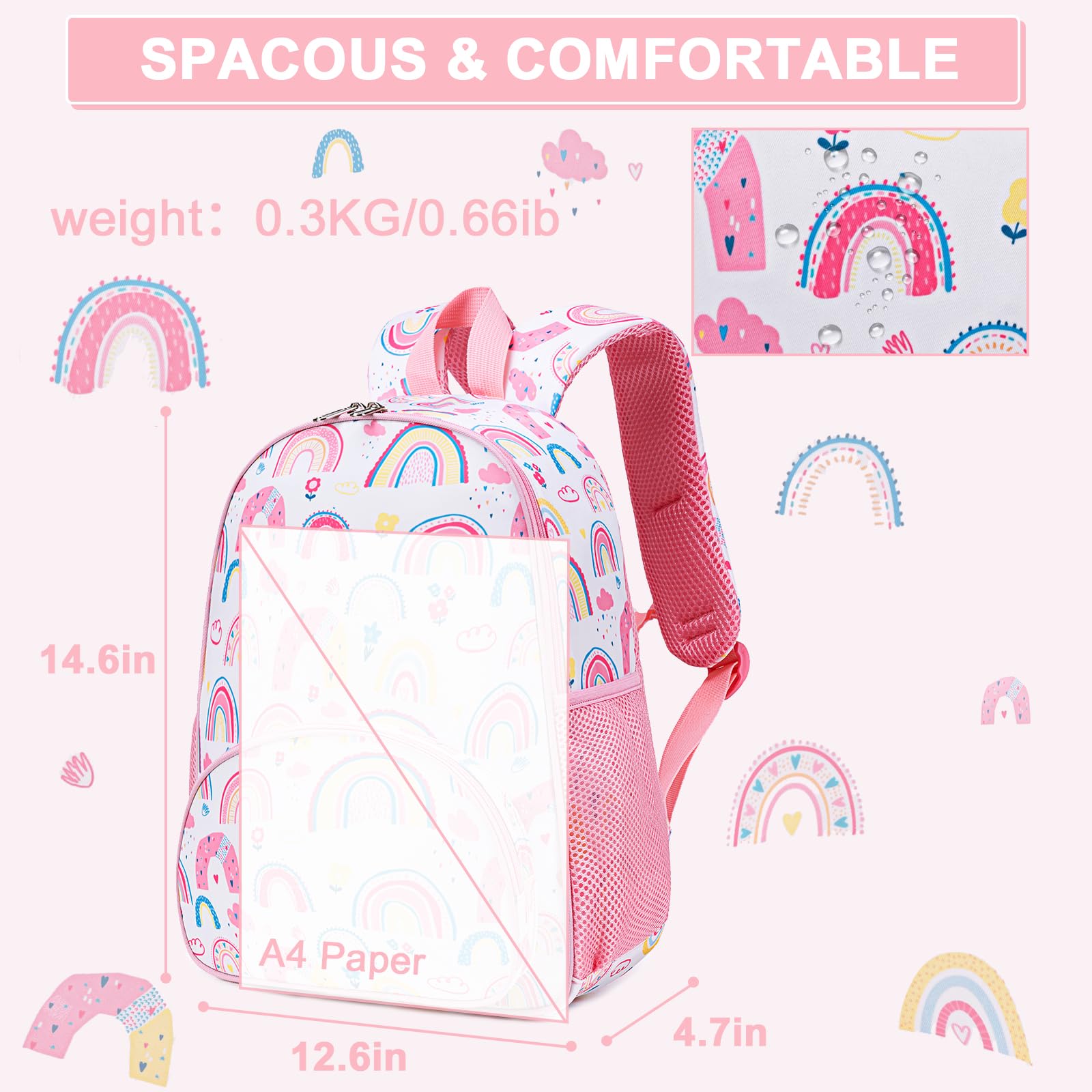 LOIDOU 15 Inch Toddler Backpack for Girls - Cute Kids School Backpack with Chest Strap, Lightweight Preschool & Kindergarten Book Bag for Daycare, Travel, Ages 3-8 | Perfect for School, Outings & Family Trips