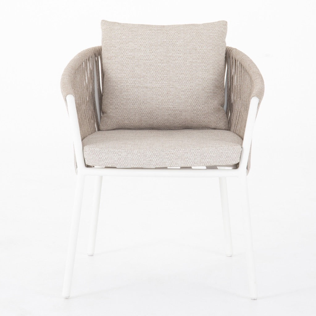 Porto Outdoor Dining Chair - Weather-Resistant Sand-Colored Patio Furniture for Garden, Poolside & Backyard Relaxation