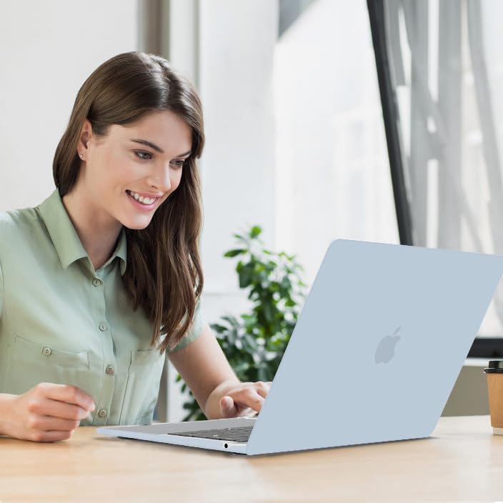 B BELK MacBook Air 13 inch Case (2021-2018 M1/A2337/A2179/A1932) - Hard Plastic Shell Cover with Touch ID Cutout + 2 Keyboard Protectors + Screen Protector in Baby Blue | Perfect for Work, School & Travel Protection