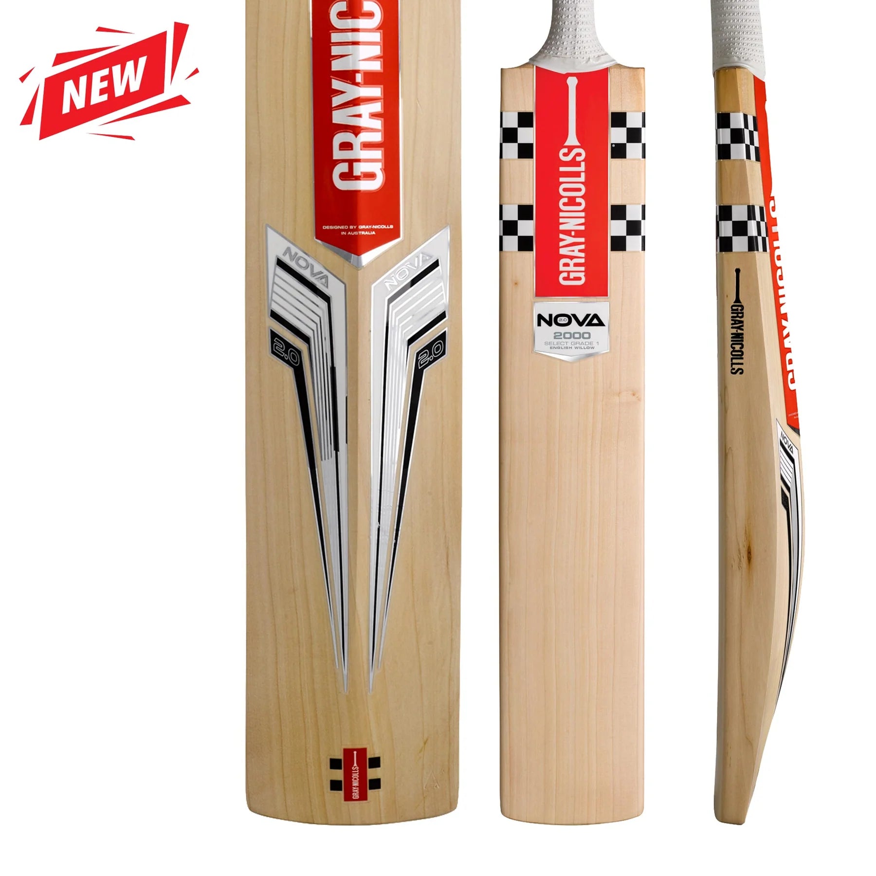 Gray Nicolls Nova 2.0 2000 Adult Cricket Bat - Premium English Willow Cricket Bat for Men | Perfect for Club Matches & Professional Cricket Training