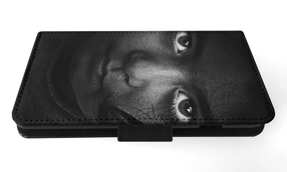 Scary Girls Face Flip Wallet Phone Case for Apple iPhone XR - Horror Themed Protective Cover with Card Slots | Perfect for Halloween, Cosplay & Horror Fans