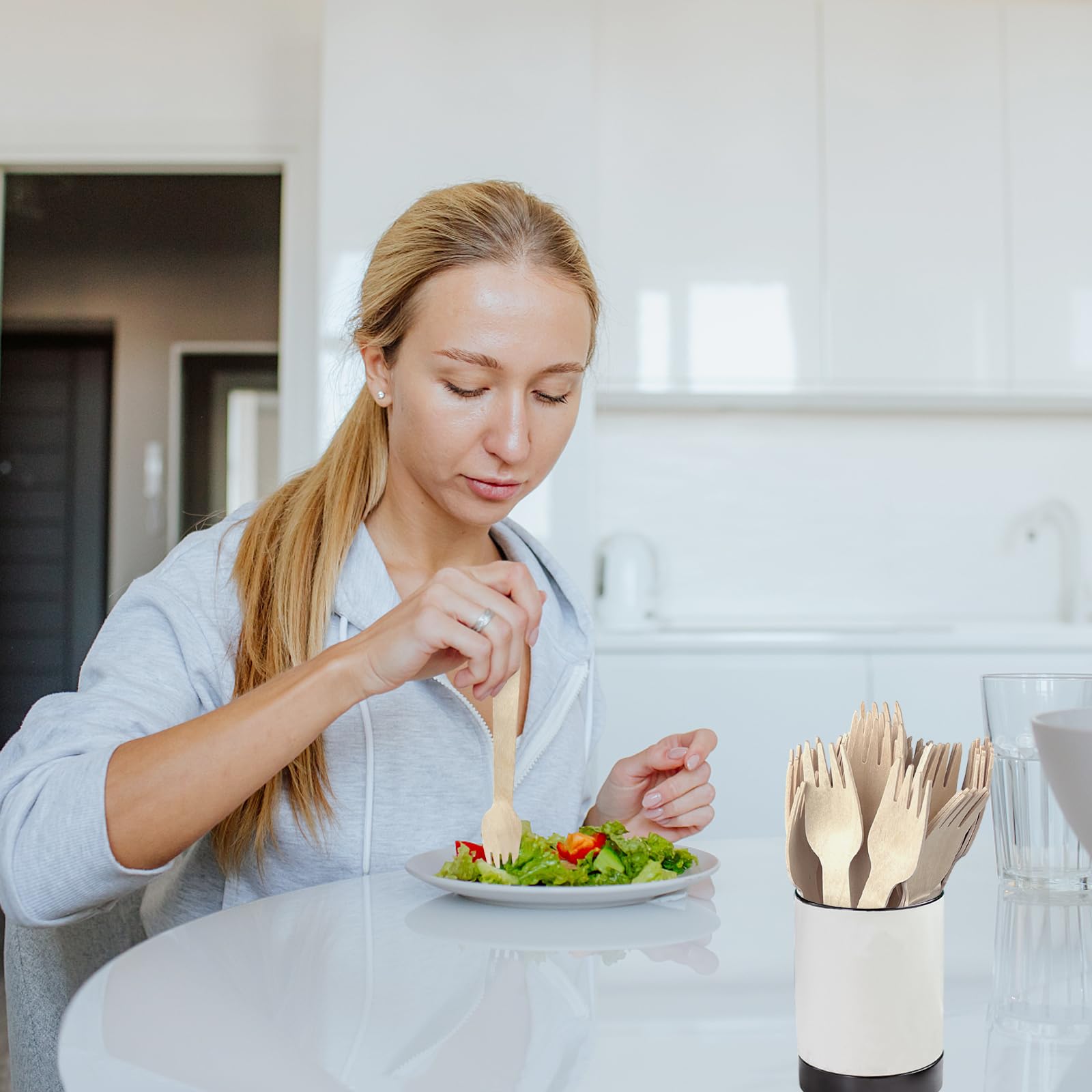 100 Pcs Biodegradable Bamboo Forks - 6.3 Inch Eco-Friendly Wooden Utensils for Cooking, Camping, Picnics, Parties | Perfect for BBQs, Weddings & Outdoor Events | Sustainable Disposable Cutlery for Eco-Conscious Dining