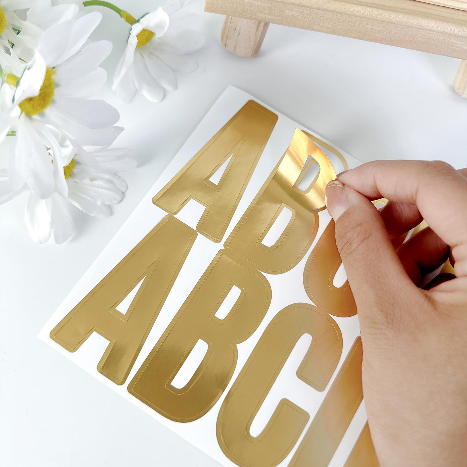 24 Sheets 2.5 Inch Gold Letter Stickers - Metallic Alphabet Stickers for DIY Crafts, Scrapbooking, Mailbox Numbers, Cars & Laptops - Waterproof Self-Adhesive Vinyl Stickers for Bulletin Boards, Posters, Motorcycles & Home Decor