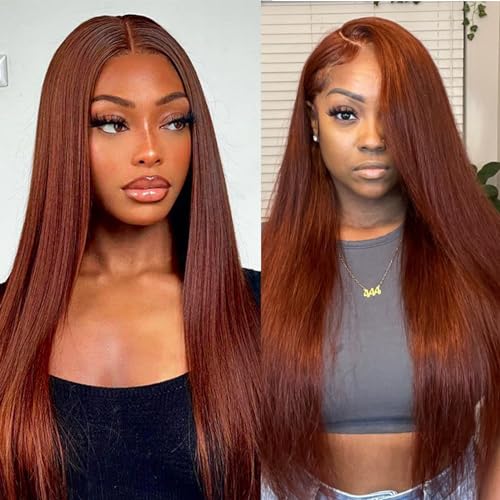 13x6 Reddish Brown Straight Frontal Wig