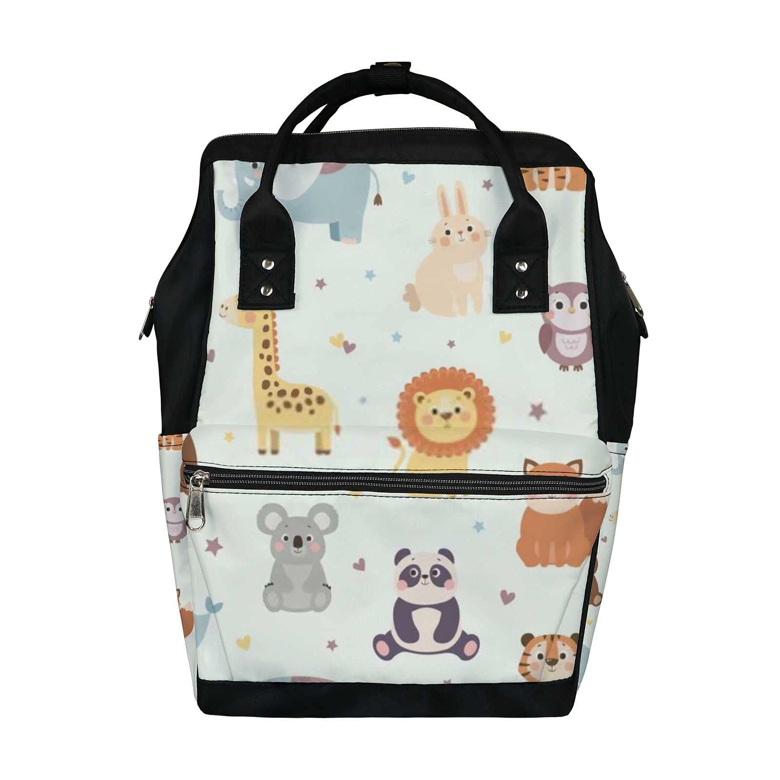 **Cute Cartoon Kawaii Wild Animals Diaper Backpack – Waterproof Baby Nappy Changing Bag with Large Capacity, Travel-Friendly Laptop Backpack for Women & Men – Perfect for Daycare, Travel & Outdoor Adventures**