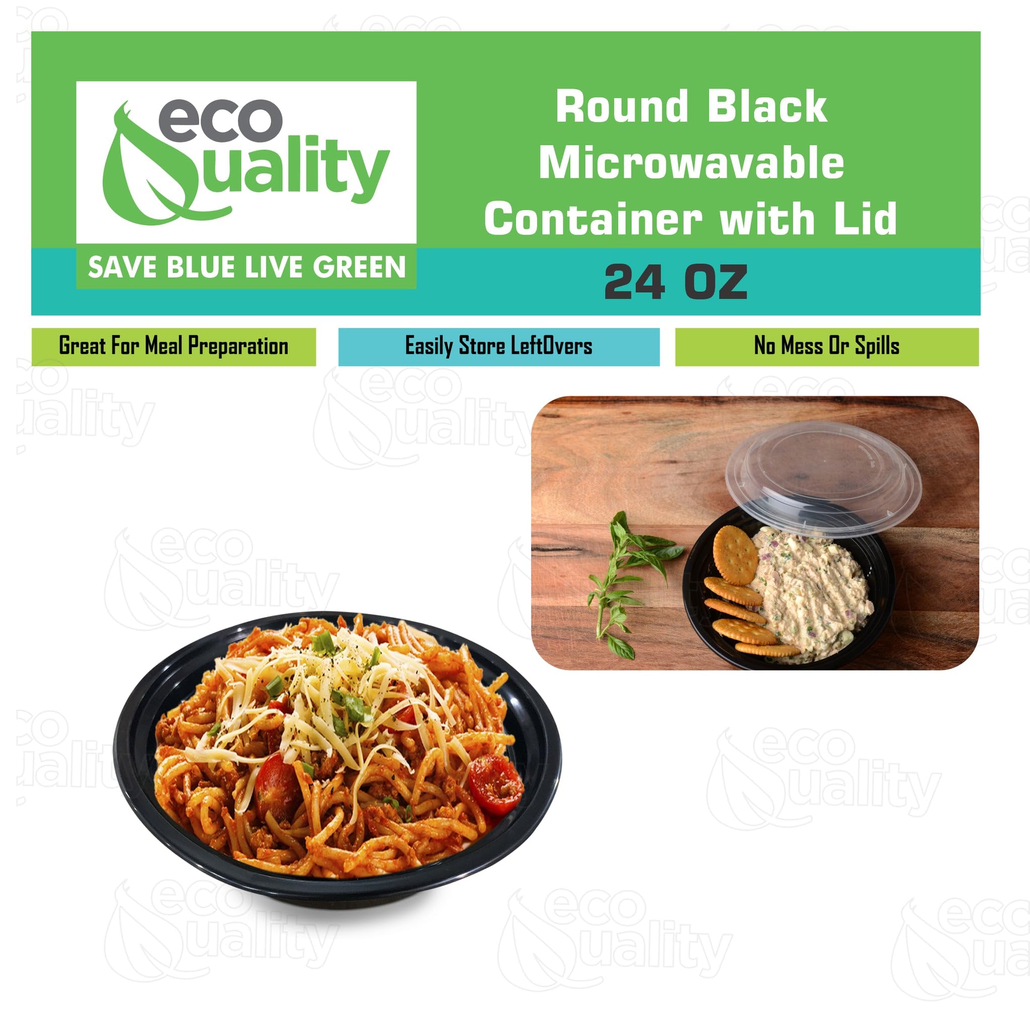 24 oz BPA-Free Plastic Meal Prep Containers with Lids - Round Microwave & Freezer Safe Food Storage Containers - Stackable, Reusable & Dishwasher Safe for Meal Prepping, Leftovers & Office Lunches (Black, Pack of 450)