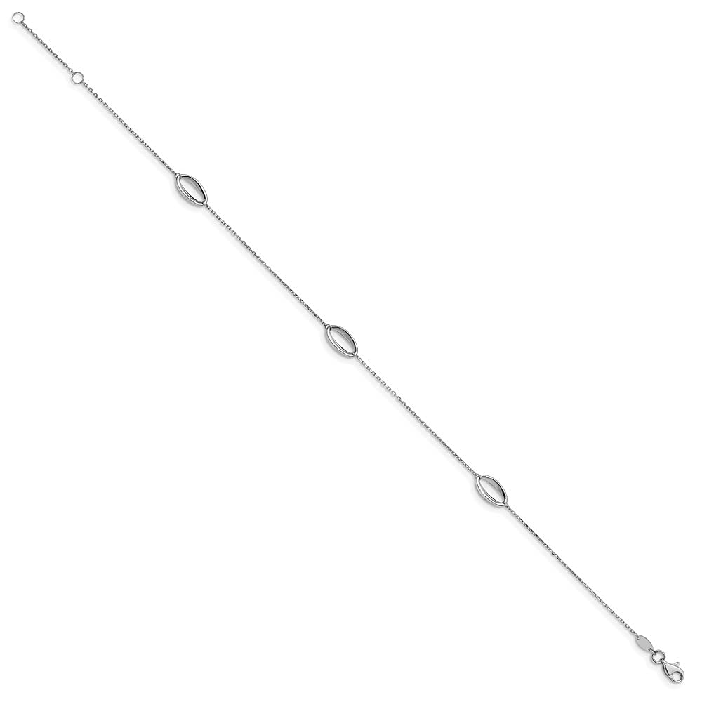 FJC Finejewelers 14K White Gold Polished Chain Anklet - 10 Inches Adjustable Length, Elegant Jewelry for Women, Perfect for Parties, Weddings & Everyday Wear