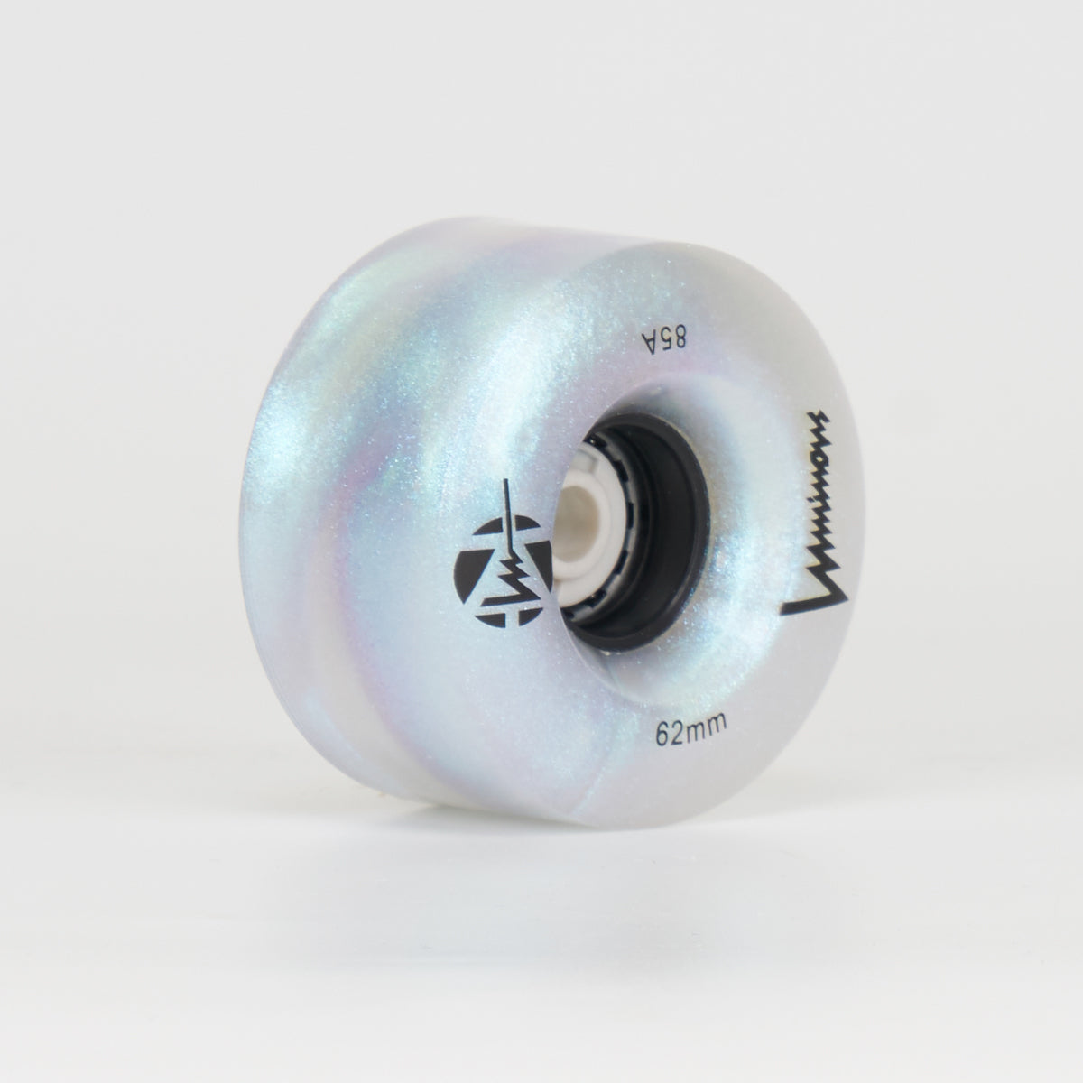 Glow in the Dark LED Light Up 62mm Skateboard Wheels - Black Pearl Glitter Roller Skates Wheels (Single Wheel) for Night Skating, Roller Derby & Outdoor Activities