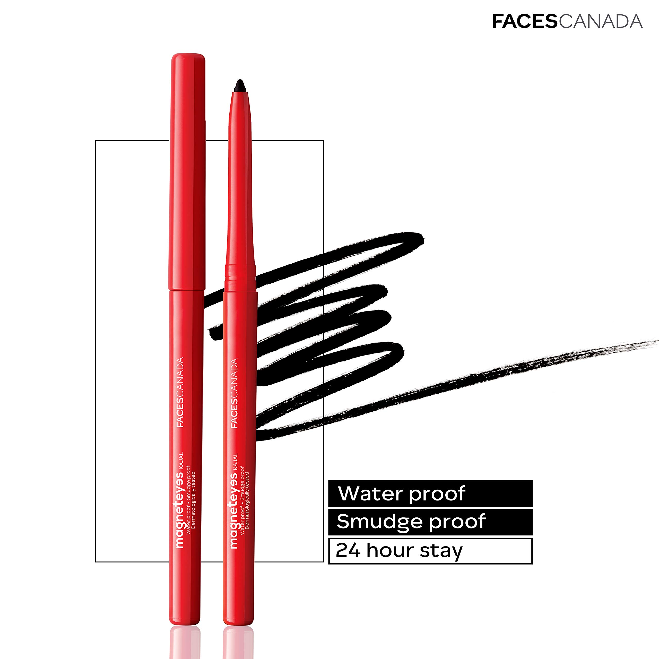 Faces Canada Weightless Stay Matte Compact Powder with Vitamin E & Shea Butter - SPF 20 Sand 04 (9g) & Magnet Eyes Kajal Eyeliner (0.35g) - Oil Control Makeup for Oily Skin, Long-Lasting Matte Finish for Daily Use & Party Looks