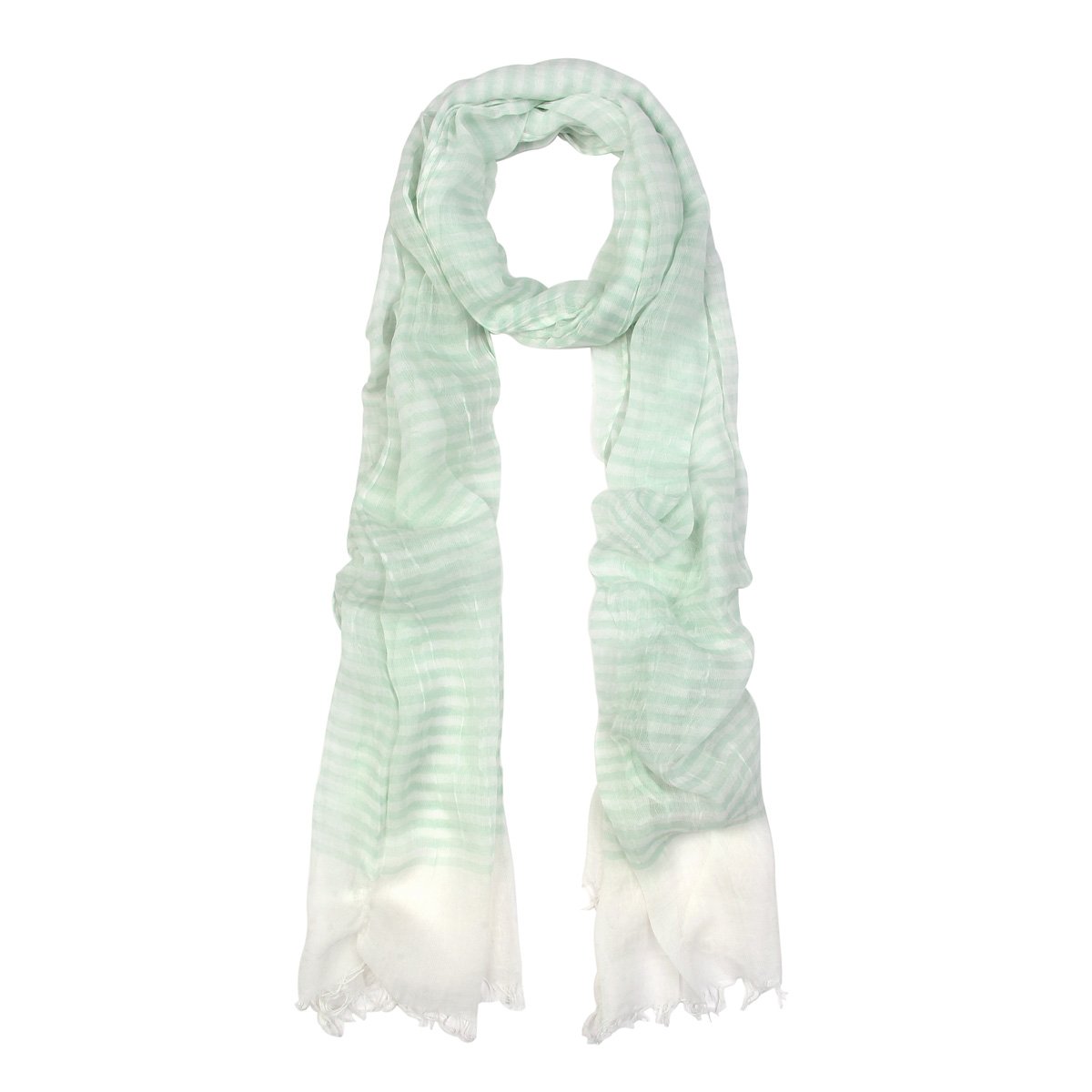 Trendy Blue Pure Cotton Lightweight Narrow Striped Fashion Scarf for Women - Soft & Breathable Accessory for Spring, Fall & Winter Outfits