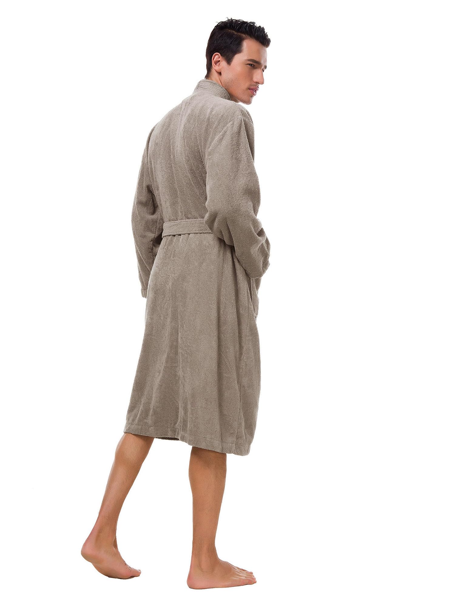 SIORO Men's Terry Cloth Kimono Bathrobe - Soft Cotton Calf-Length Shower Robe for Spa, Hotel & Hot Tub | Cozy Housecoat for Relaxation at Home or After Shower