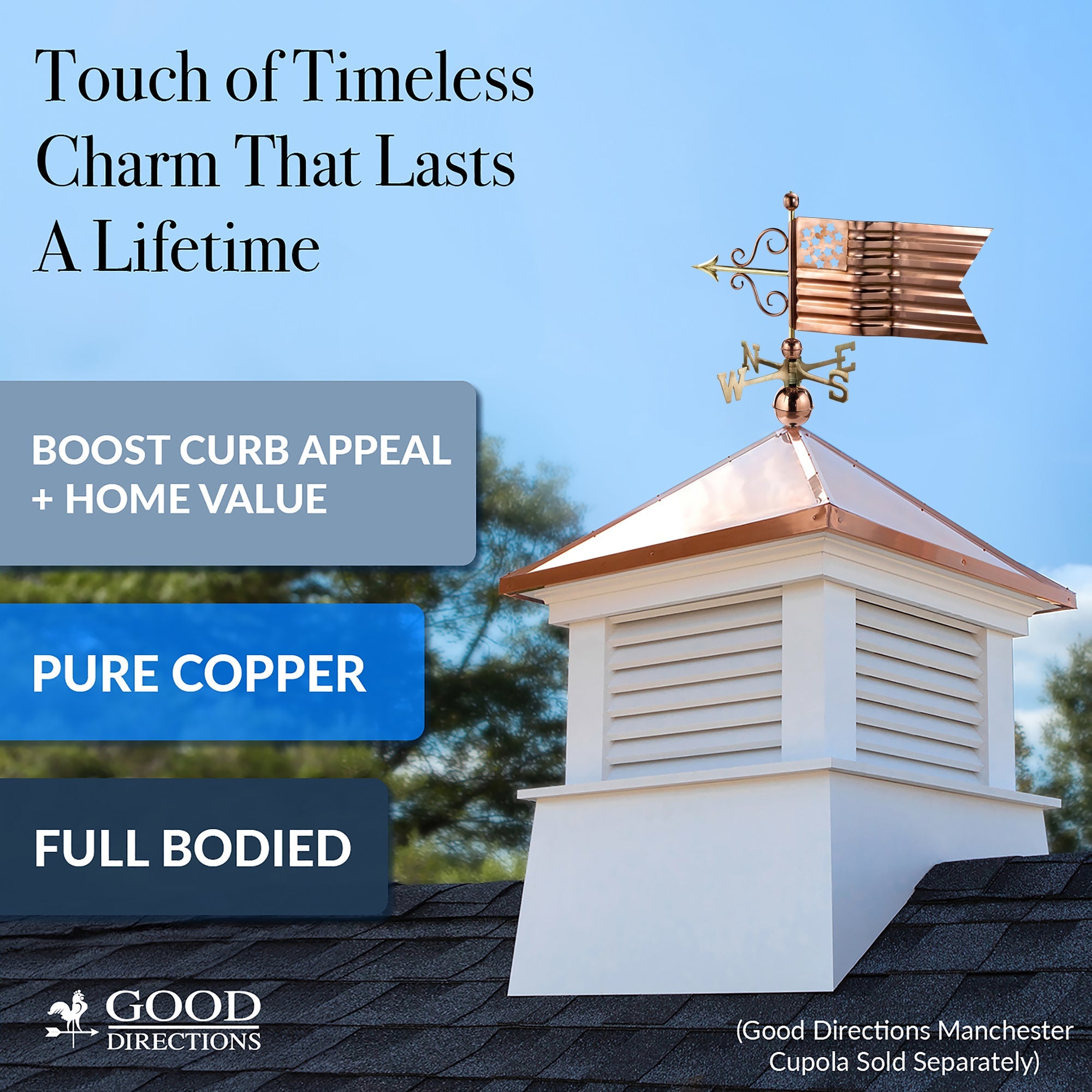 Premium American Flag Weathervane - Durable Outdoor Patriotic Decor for Garden, Yard & Roof - Perfect for 4th of July & Memorial Day Celebrations