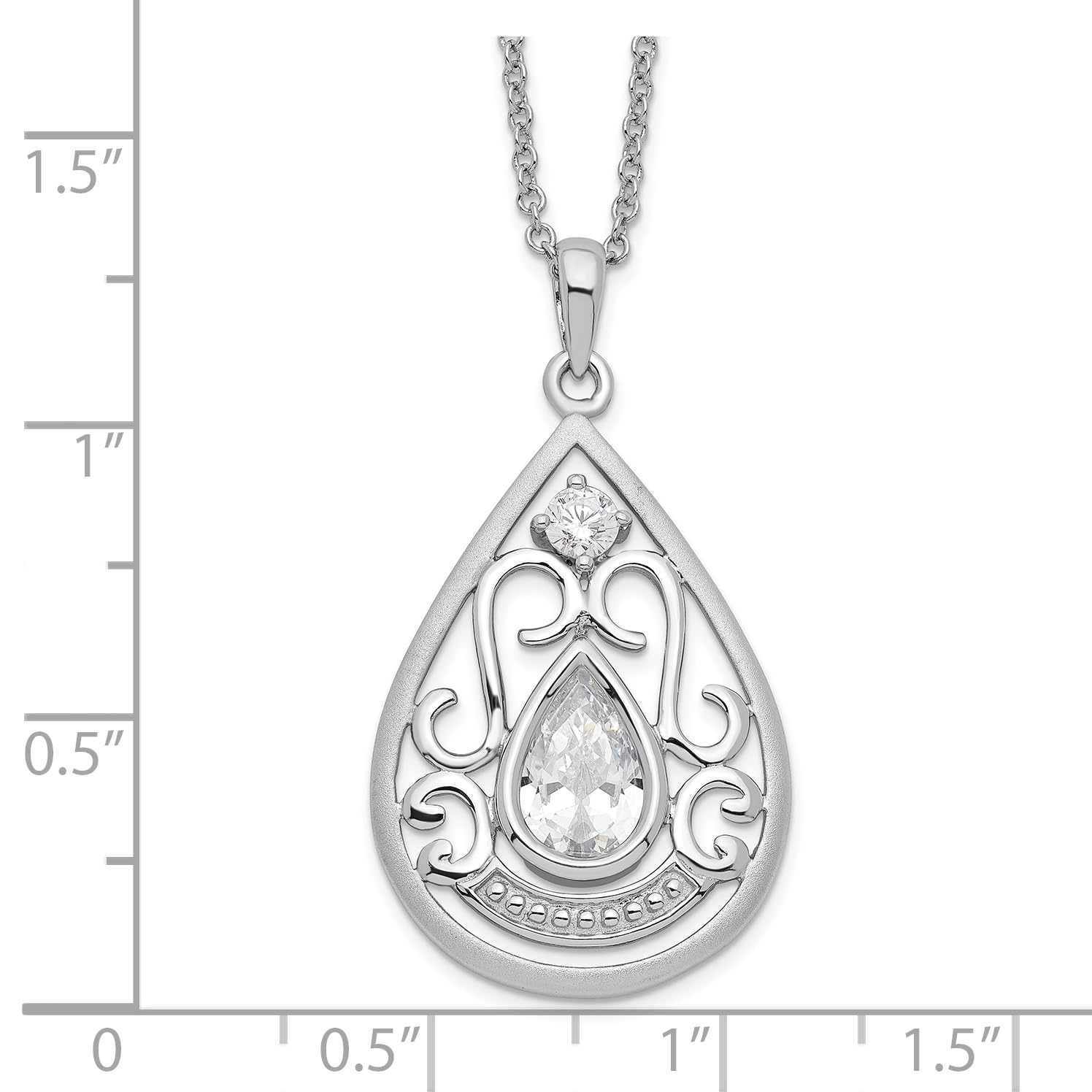 Sterling Silver Cubic Zirconia Memorial Necklace - 18 Inch In Loving Memory Keepsake for Remembrance & Sympathy Gifts