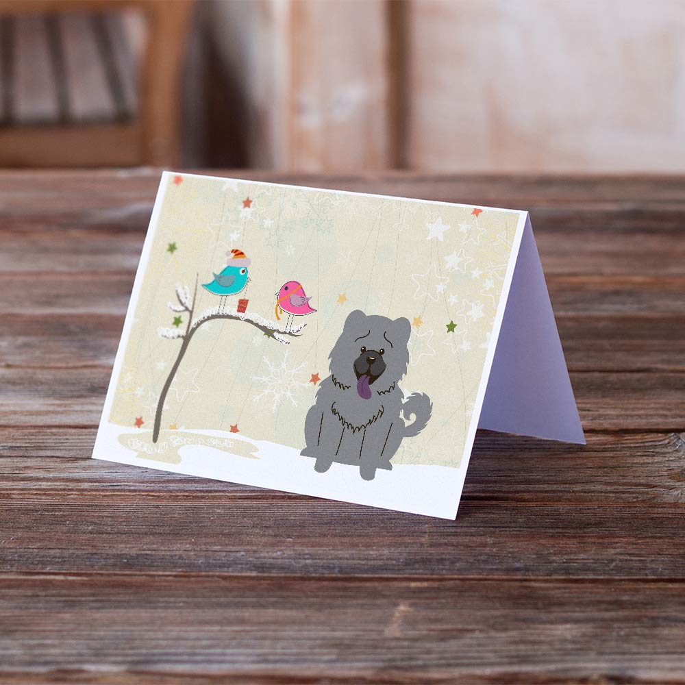 Blank Christmas Greeting Cards with Envelopes - Pack of 8 A7 Size 5x7 Whimsical Chow Chow Design Note Cards for Holiday Gifts, Friends Presents & Festive Correspondence