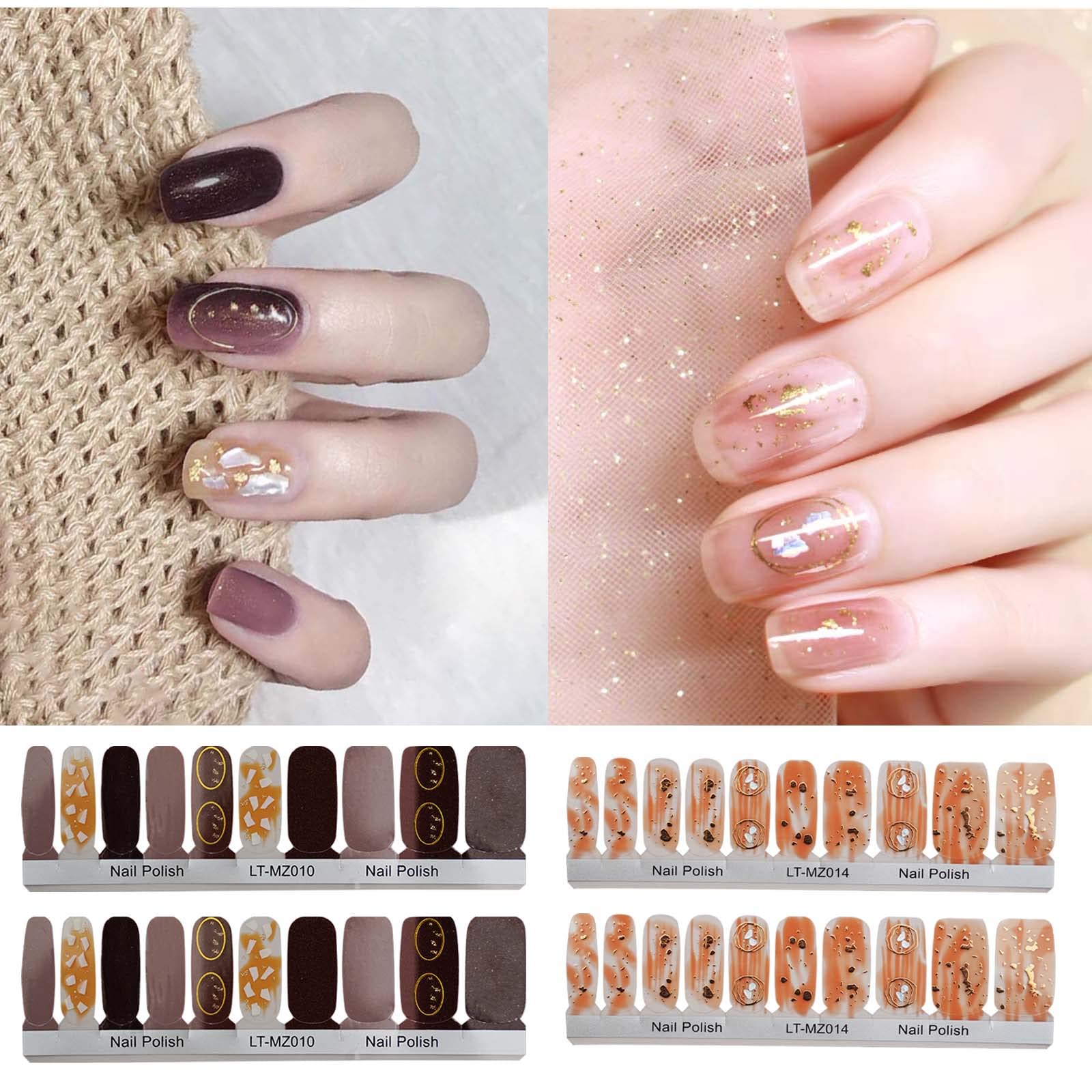 Gel Nail Polish Strips 40pcs - Glitter Gradient Nail Wraps with Tools for Women & Girls | DIY Nail Art at Home