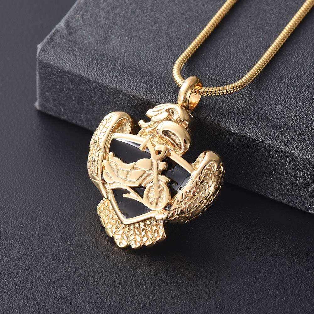IMRSANL Cremation Jewelry Necklace - Eagle & Motorcycle Memorial Keepsake Pendant for Ashes - Urn Jewelry for Loved Ones | Perfect for Memorial Services, Remembrance Gifts & Honoring Passed Family Members
