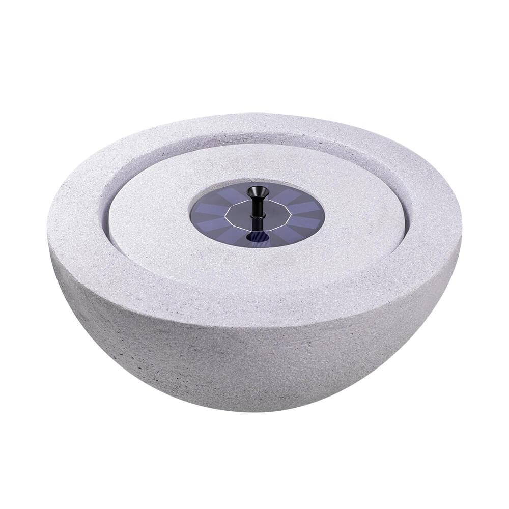Solar-Powered Stone Bowl Water Fountain - Light Grey | Outdoor Garden Decor, Patio & Backyard Relaxation