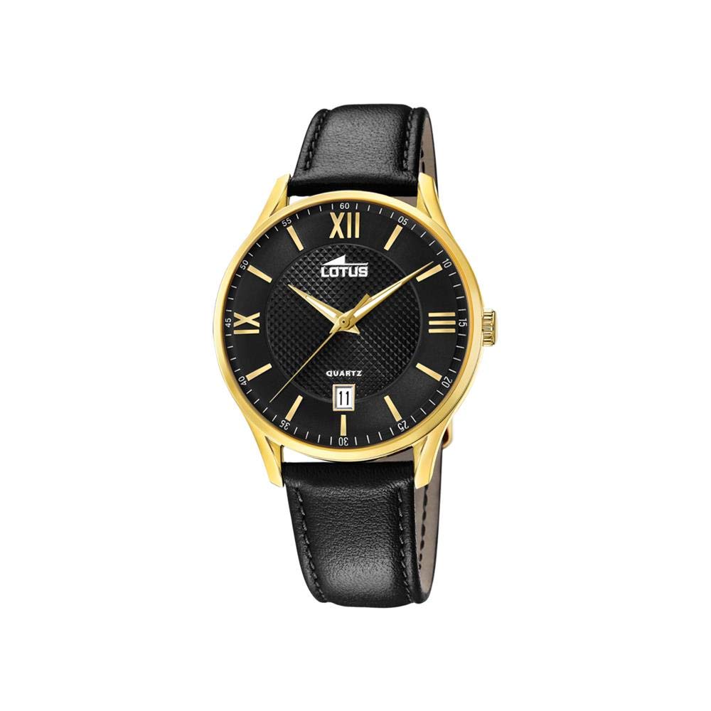 Lotus Men's Analog Quartz Watch with Genuine Leather Strap - Waterproof Dress Watch for Business, Formal & Casual Wear - Model 18403/D