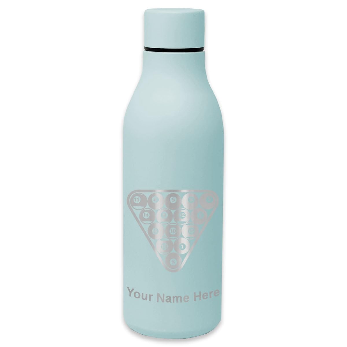 LaserGram Double Wall Insulated Stainless Steel Water Bottle with Personalized Engraving - Custom Billiard Balls Design - Perfect for Gym, Office & Outdoor Activities