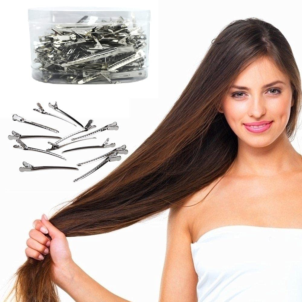 12Pcs Professional Steel Hair Sectioning Clips for Salon & Home Styling - Durable Pelo Hairdressing Accessories for Cutting, Coloring & Blowouts