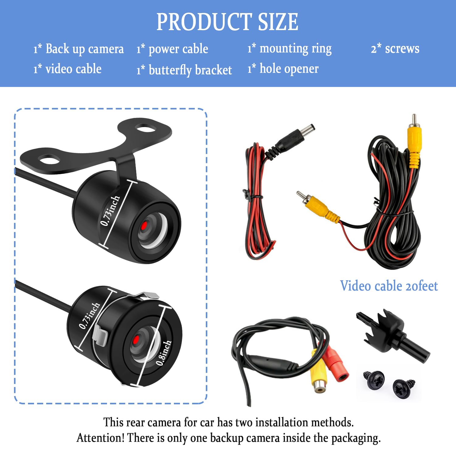 Universal 170° Wide Angle Backup Camera for Car SUV RV Truck - IP68 Waterproof, HD Night Vision, Flush Mount Reversing Parking System (12V/24V Compatible) | Perfect for Safe Parking, Reversing & Night Driving