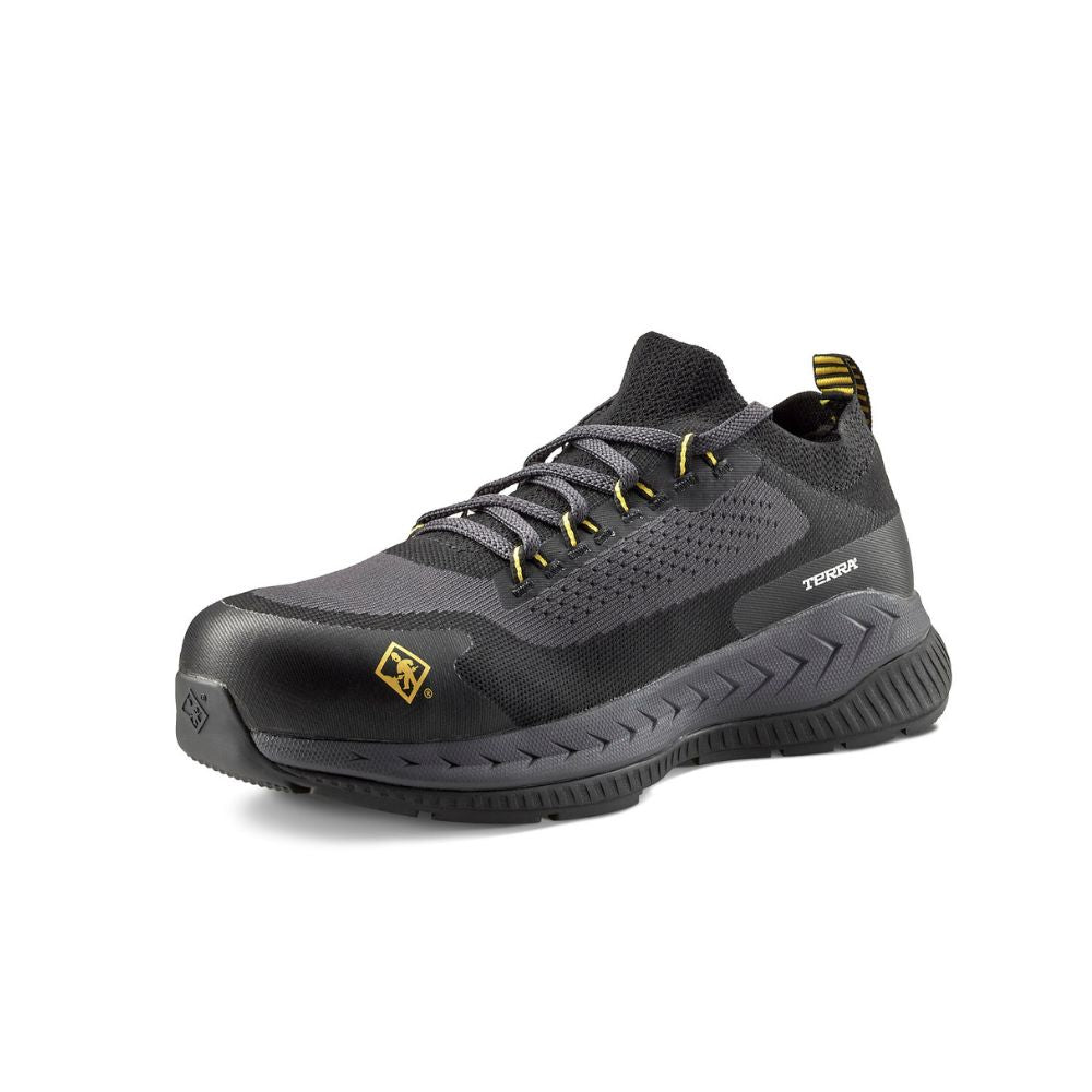 Terra Eclipse TR0A4T8NBLY Men's Composite Toe Athletic Safety Shoes - Black/Yellow - Lightweight Work Shoes for Construction, Warehouse & Industrial Safety
